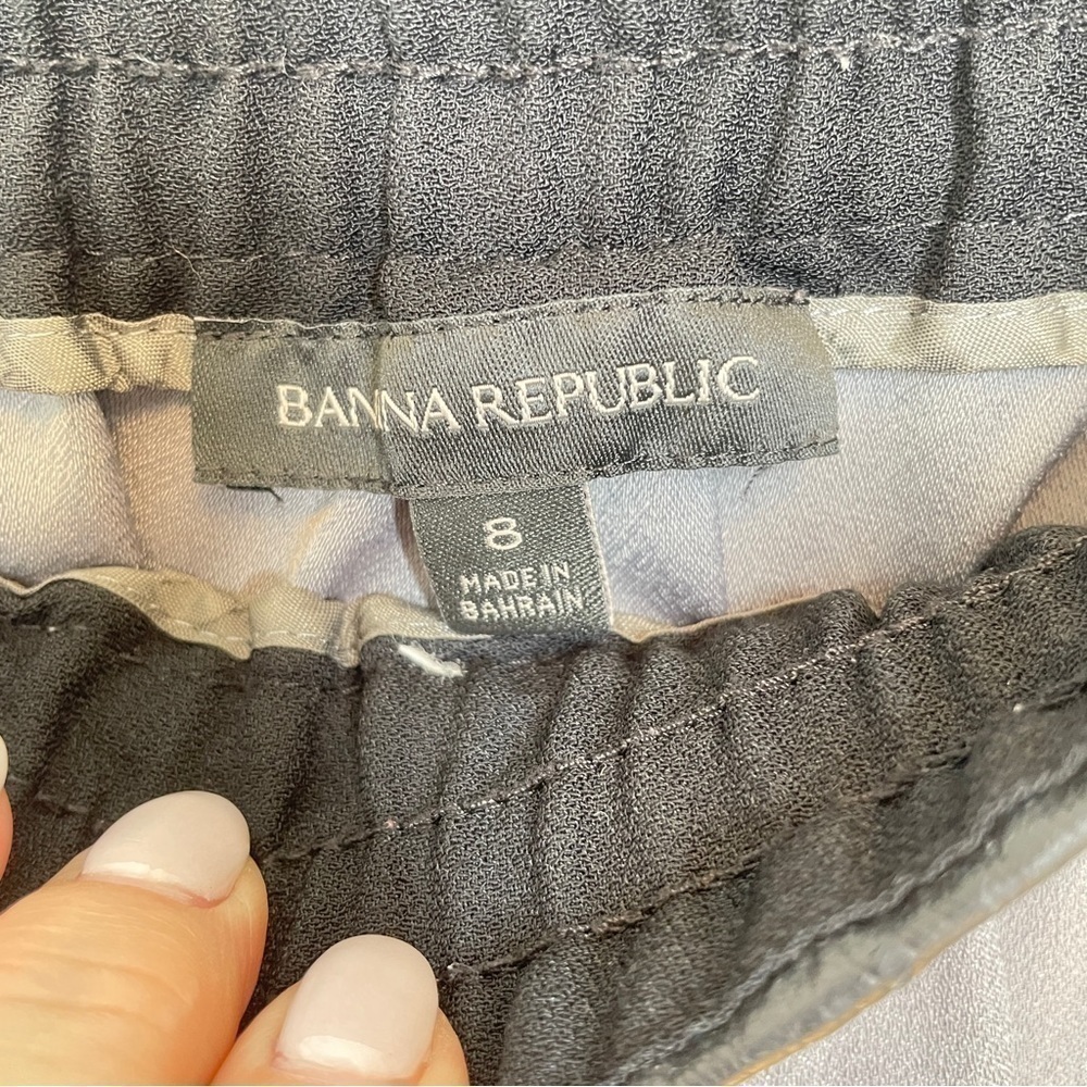 Banana Republic Grey Trousers Faux Black Leather Elastic Waist Zip Pockets Sz 8 - Picture 10 of 11